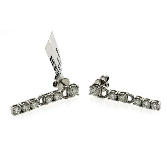 Fine 18K Gold 7.29 Ct Natural Diamonds Earrings - Picture 2 of 4